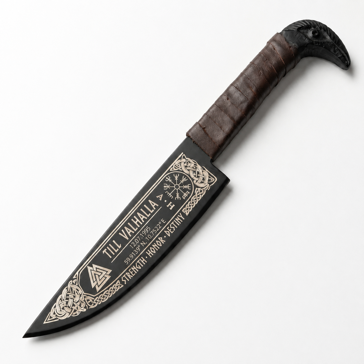 Personalized Custom Engraved Knife - Viking-styled Raven Knife