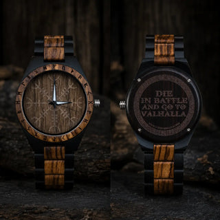 Ivar Norse Helm of Awe Wooden Viking Watch — Personalized Engraving